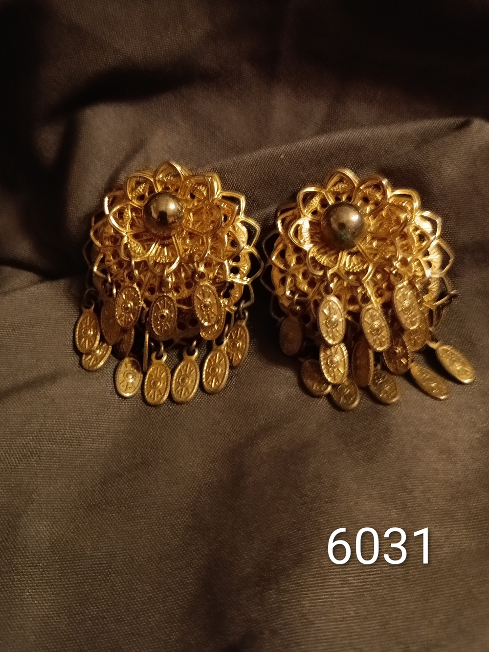 Gold Filigree Dangle Statement Earrings